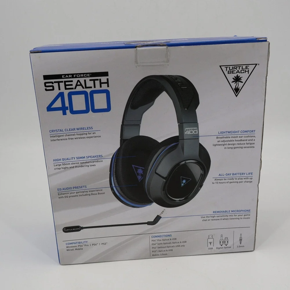 Turtle Beach Stealth 400 Gaming Headset PS4 PS3 Black Blue Wireless TBS-3240-01